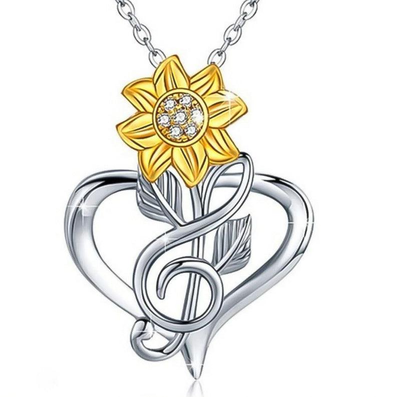Sunflower Heart-Shaped Small Pendant Necklace | Daily Wear B