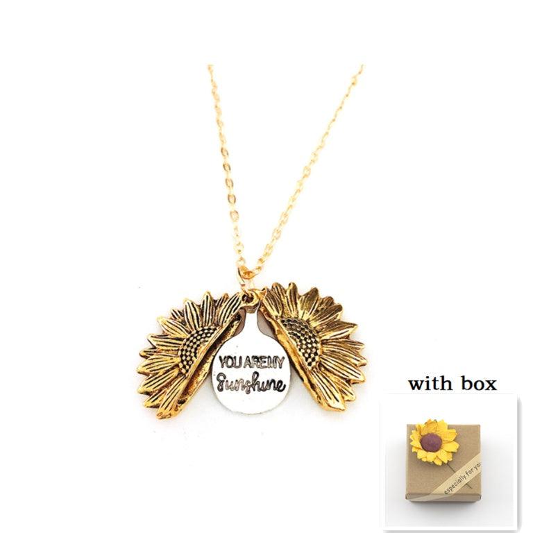 Sunflower Double Lettering Pendant Necklace | Daily Wear