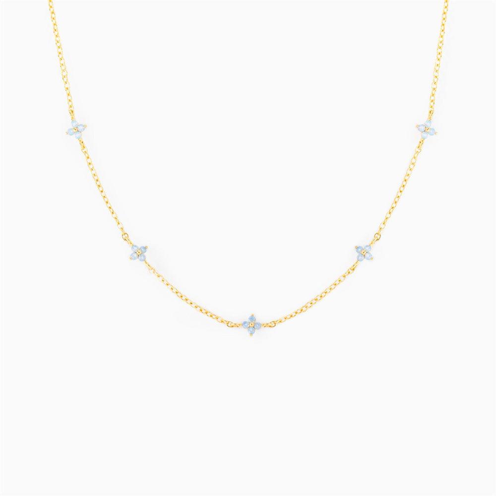 Blue Flower Necklace - Beach Wear Golden Blue Flower