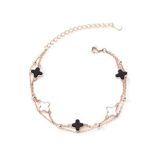 S925 Sterling Silver Malachite Clover Bracelet | Daily Wear B