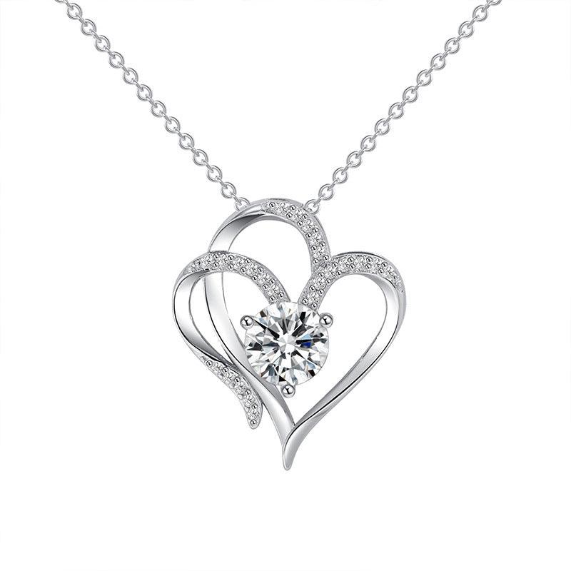 Zircon Double Love Rhinestones Necklace | Daily Wear