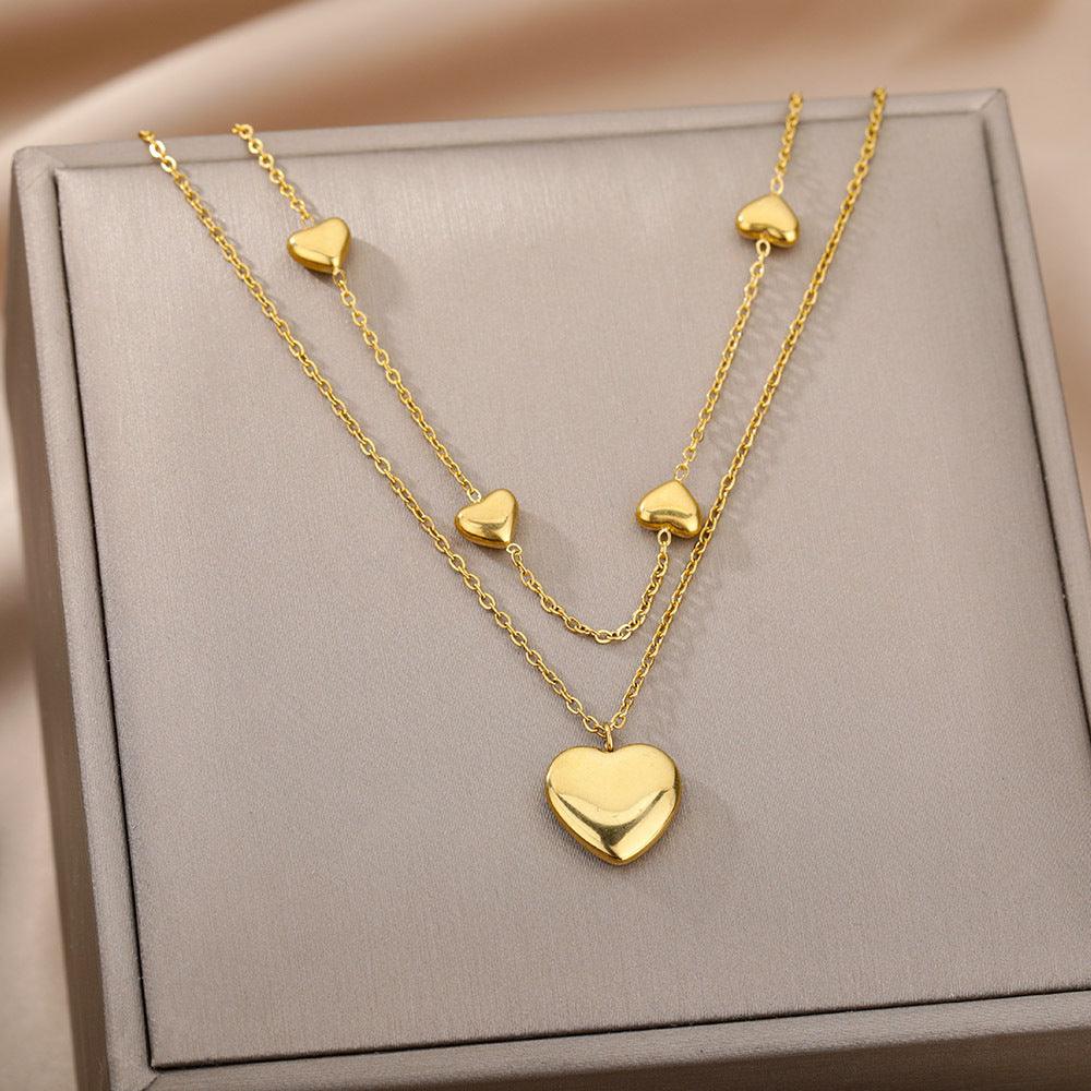 Multilayer Zircon Moon Star Chain - Daily Wear