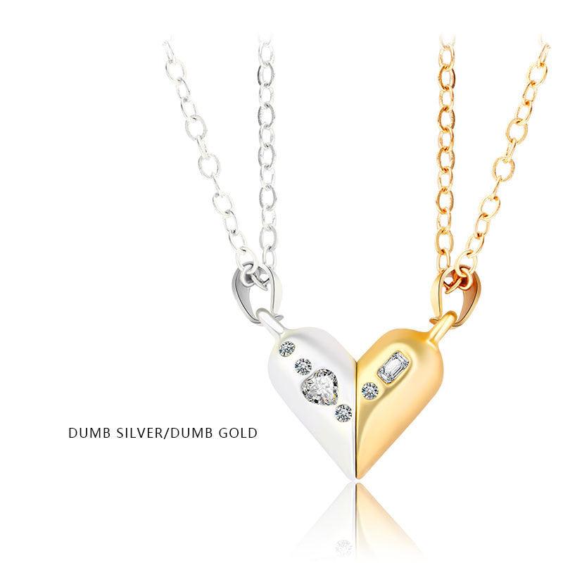 Love Couple Magnetic Stone Necklace - Daily Wear Gold and Silver