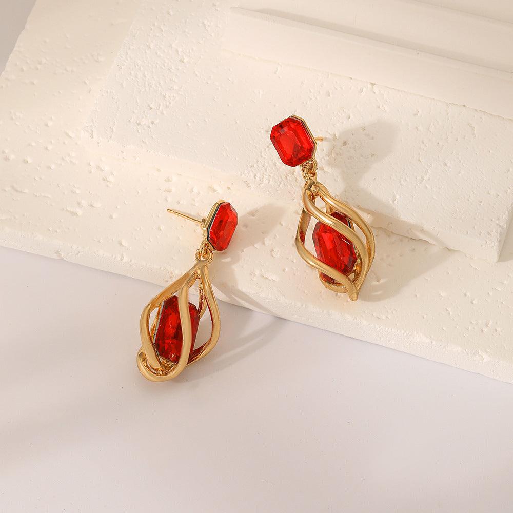 Retro Creative Emerald Stud Earrings 2