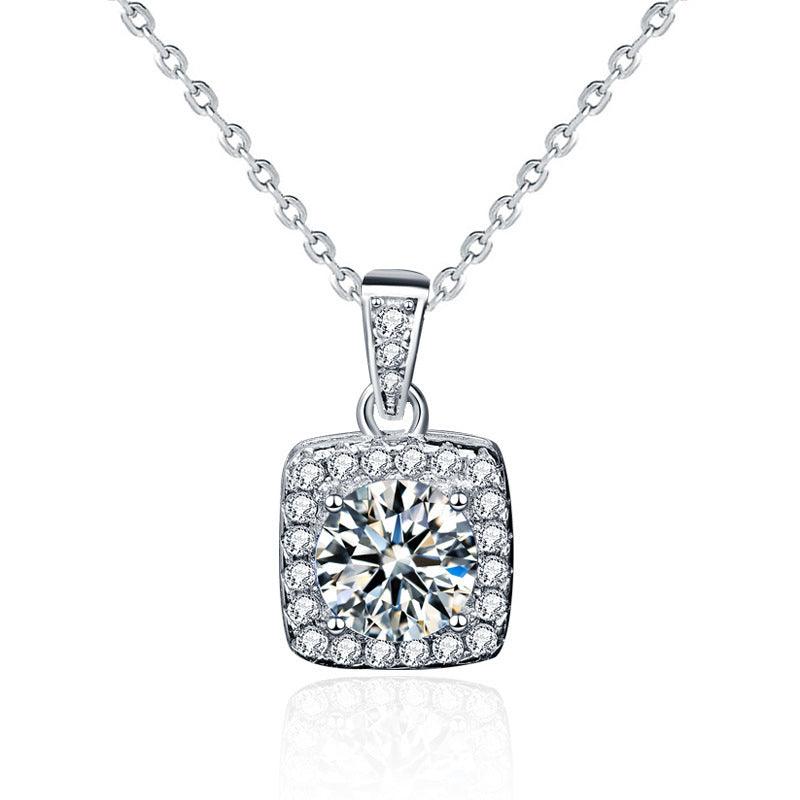 Moissanite Pendant Necklace In S925 Sterling Silver 1 Carat Moissanite