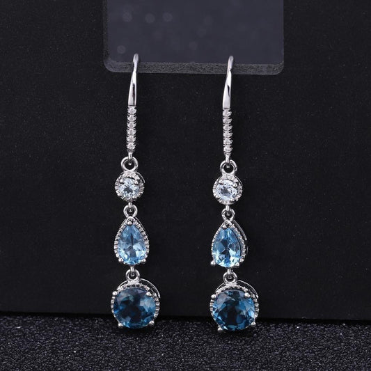 Elegant Natural Gems 925 Silver Earrings