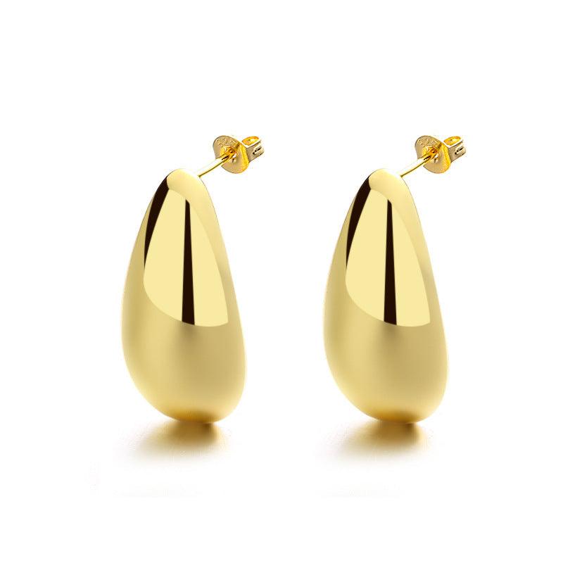 Water Drop Glossy Plating Elegant Earrings
