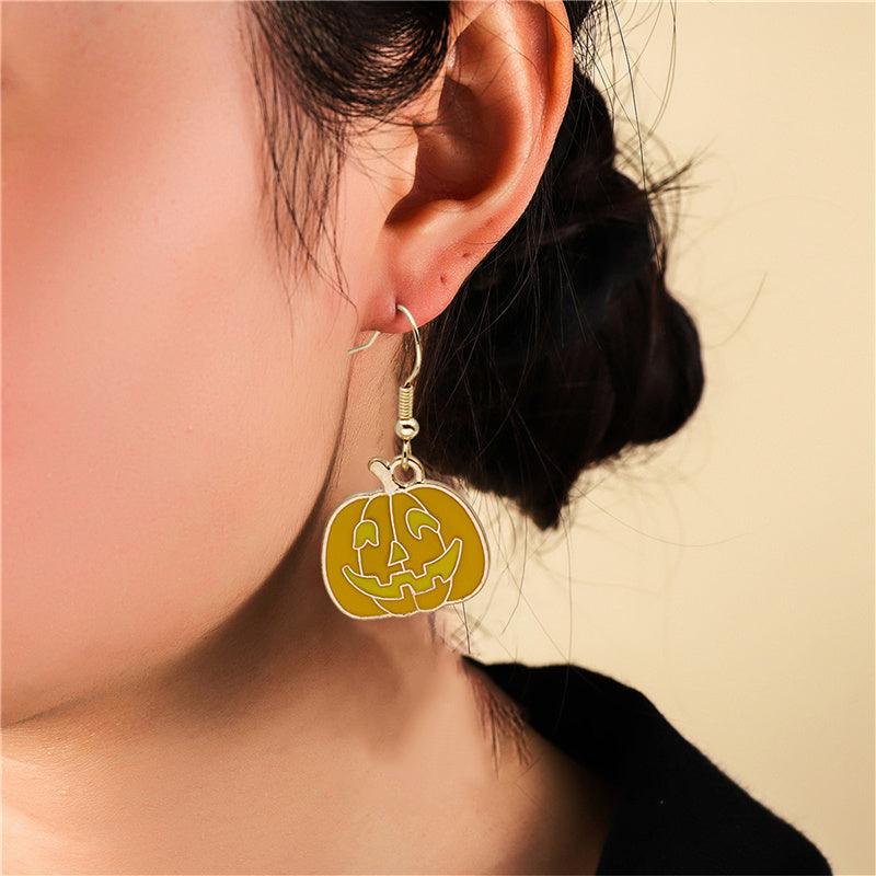 Cute Pumpkin Spooky Oil Drip Alloy Earrings