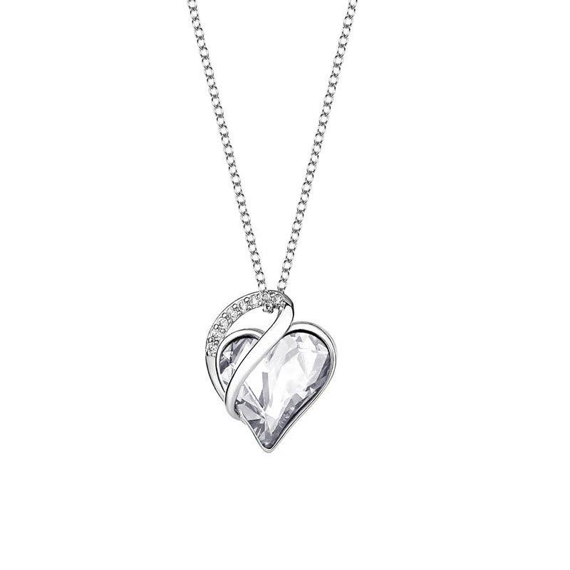 925 Silver Heart Shaped Necklace - Fashion Wear White