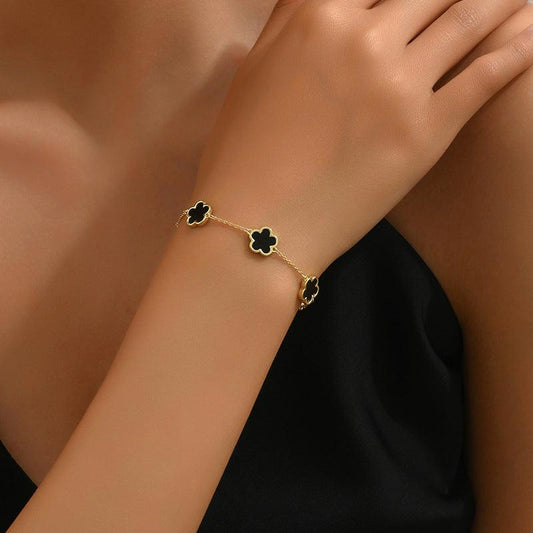 Gold Plated Five Petal Flower Bracelet | Daily Wear