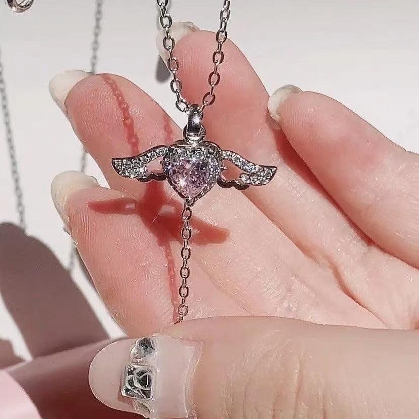 Moving Cupid Heart Crystal Necklace - Fashion Wear