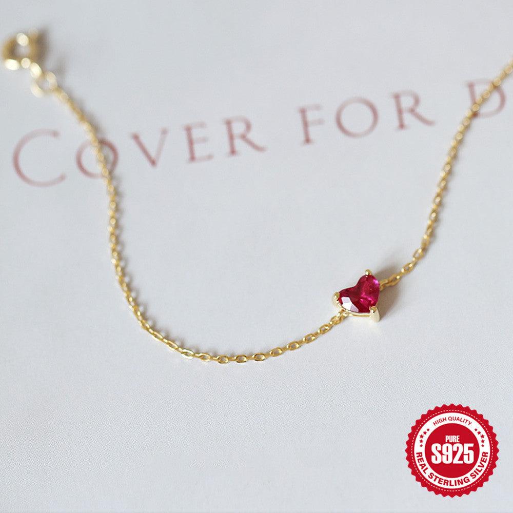 S925 Sterling Silver Little Red Heart Bracelet | Daily Wear