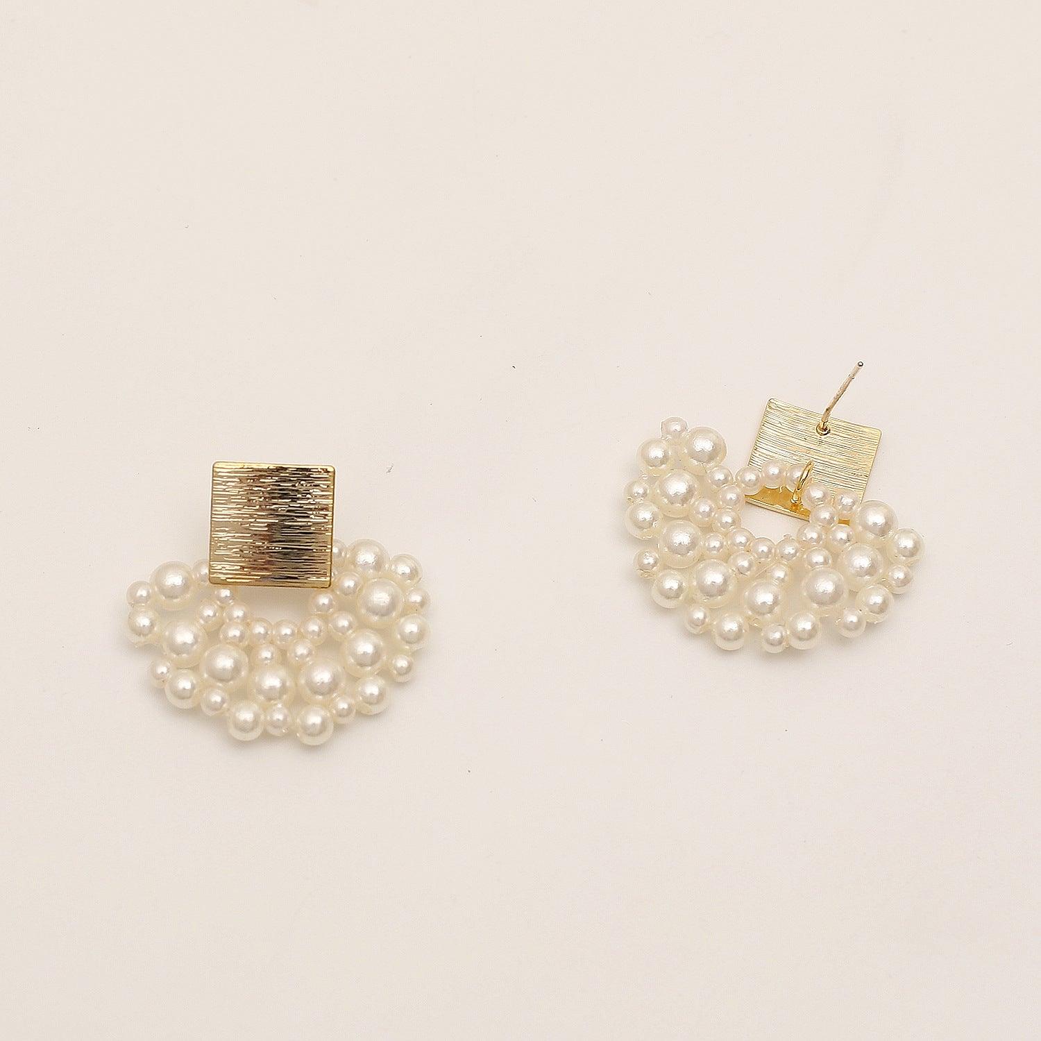 Handmade Pearl Woven Scalloped Pearl Stud | Party Wear
