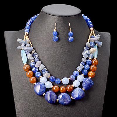 African Beads Jewelry Set | Daily Wear Blue