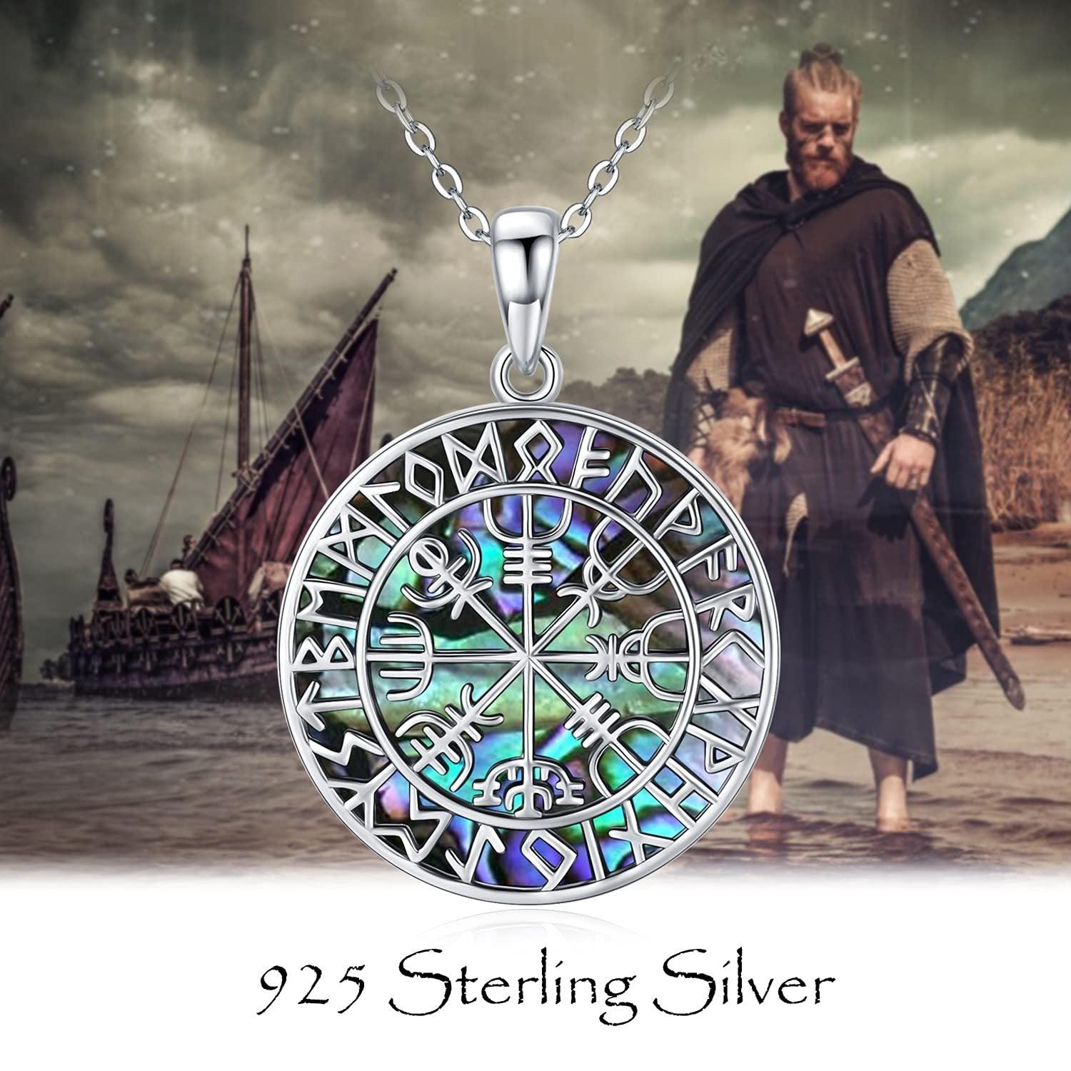 Viking Abalone Shellfish Necklace In 925 Sterling Silver