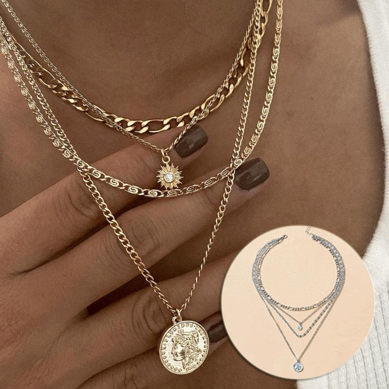 Chunky Gold Charm Necklace | Party Wear