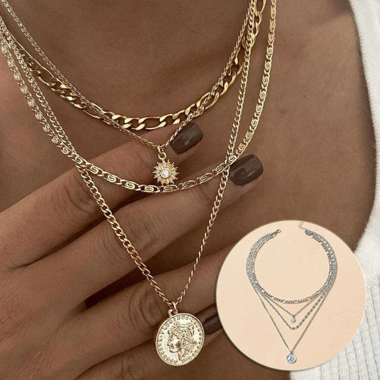 Chunky Gold Charm Necklace | Party Wear