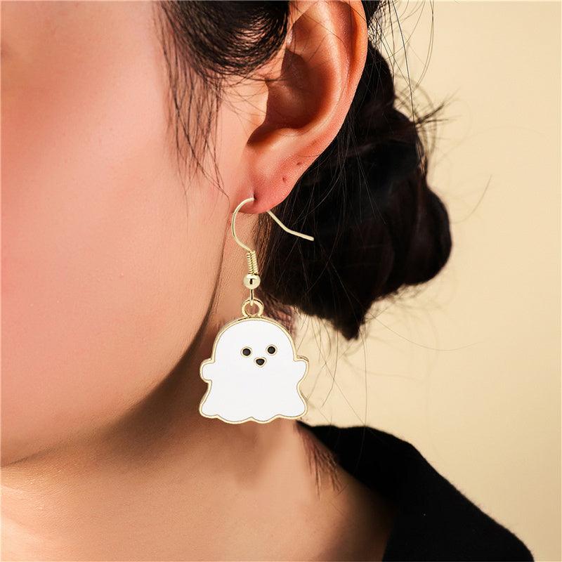 Cute Pumpkin Spooky Oil Drip Alloy Earrings