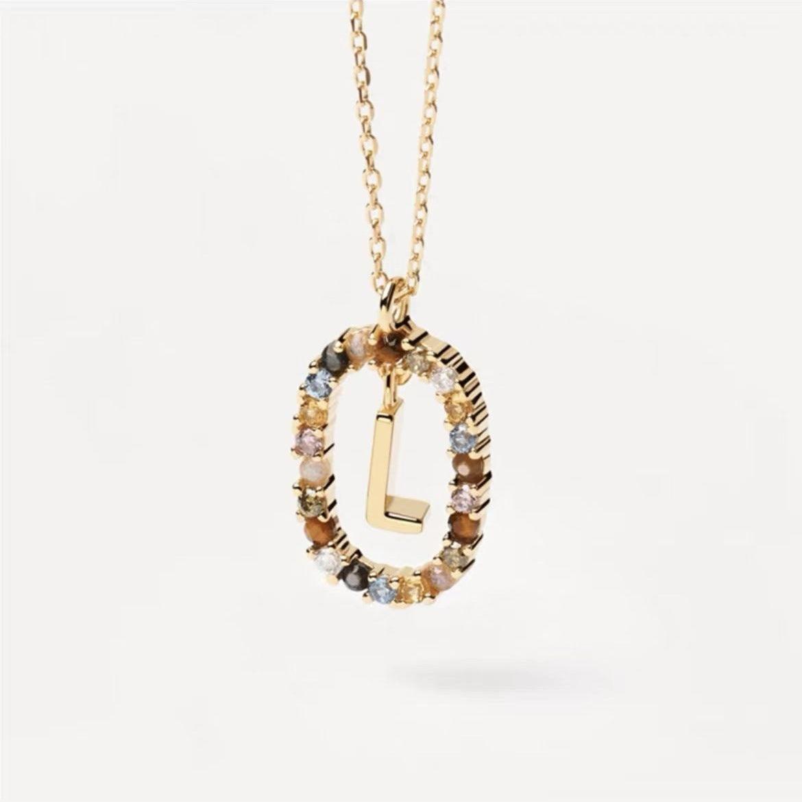 Rhinestone Alphabet Necklace 18K | Fashion Jewelry L