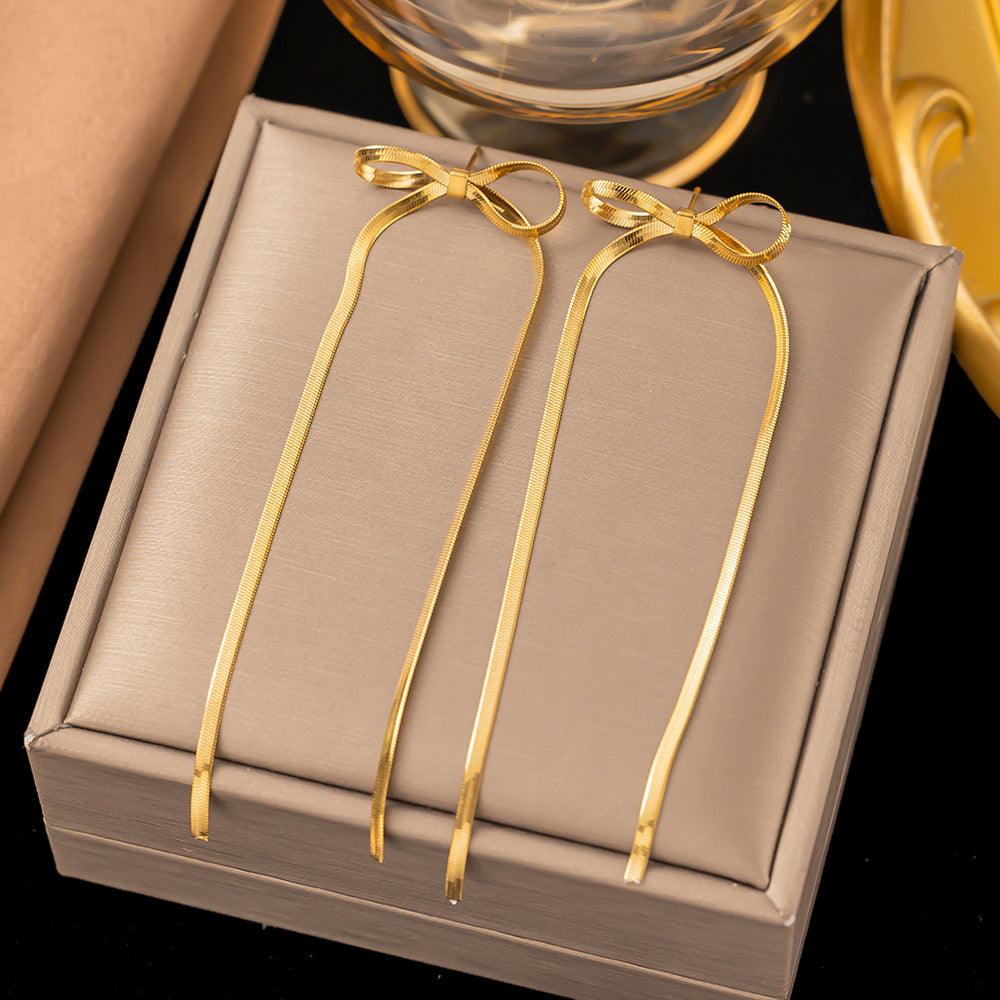Non-tarnish Herringbone Bow Earrings
