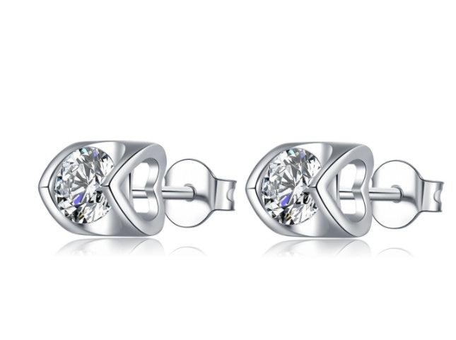 Sterling Silver Moissanite Stud Necklace Set 0.5 CT Moissanite Stud Earrings