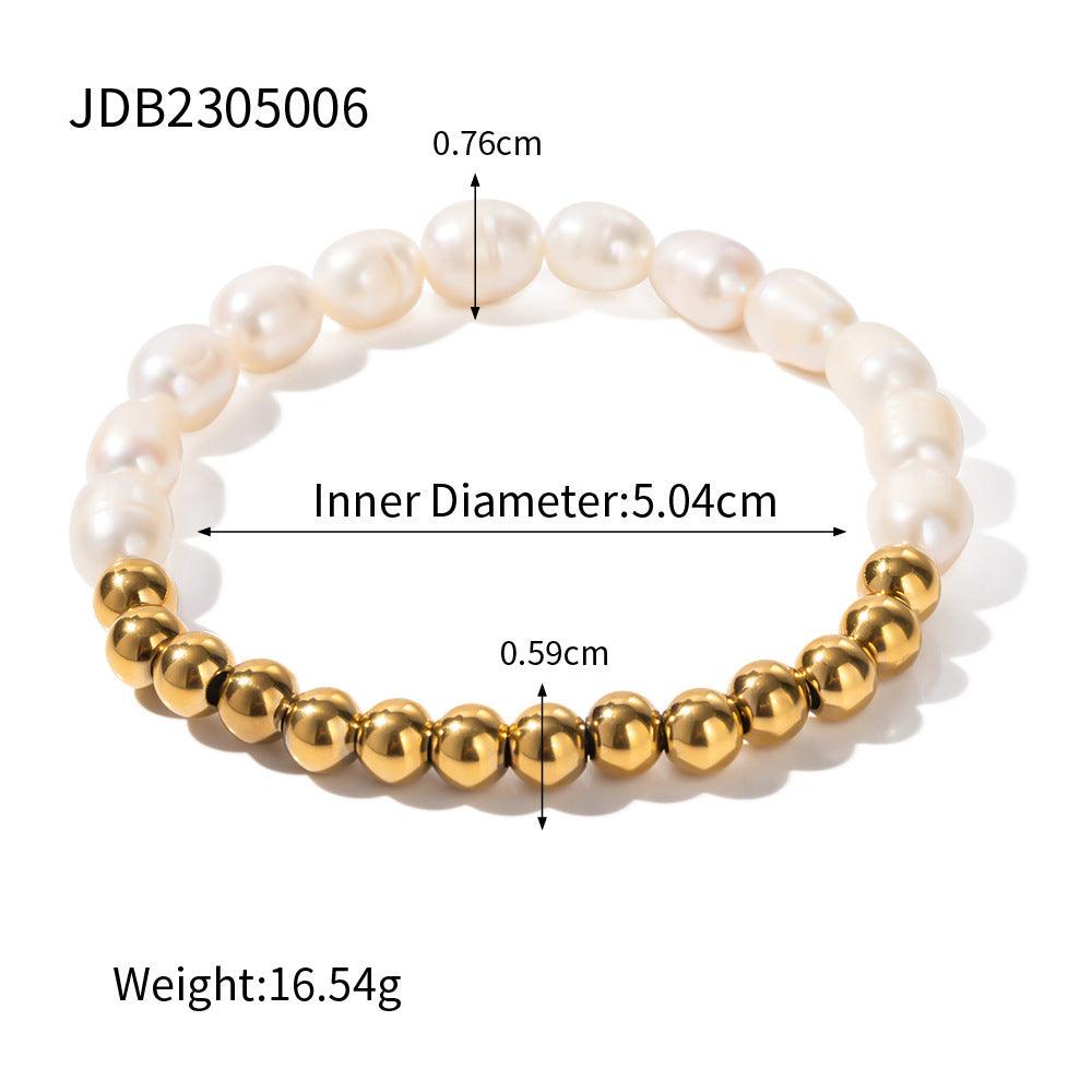 Twin Pearl Bracelet For Daily Wear | BoldlyBeautifuls Gold Pearl - C