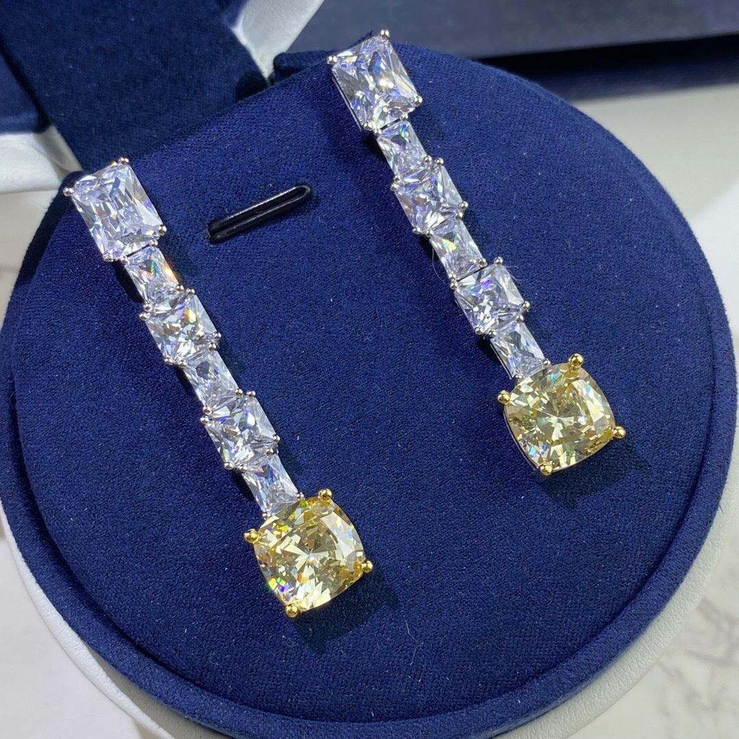 Micro-inlaid Purple Zircon Long Bridal Earrings for Women