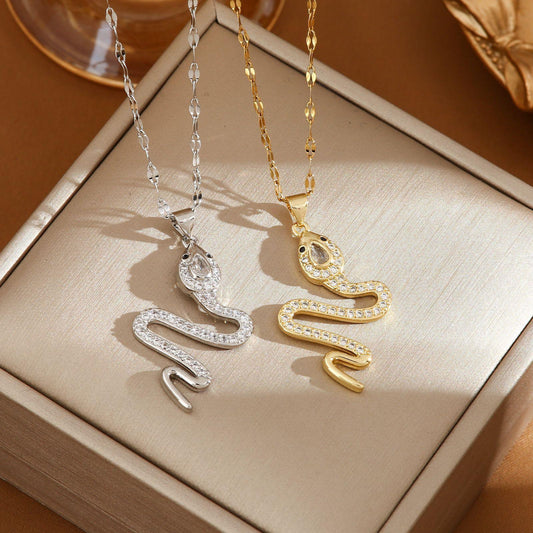 Snake Rhinestone Necklace | Fashion Jewelry