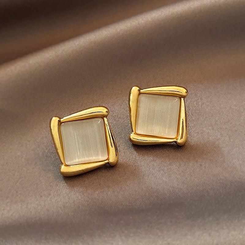 High Sense Opal Sun Flower Earrings Fashion Jewelry Square trumpet