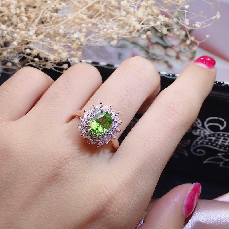 S925 Silver Gilded Peridot Jewelry Set | Daily Wear