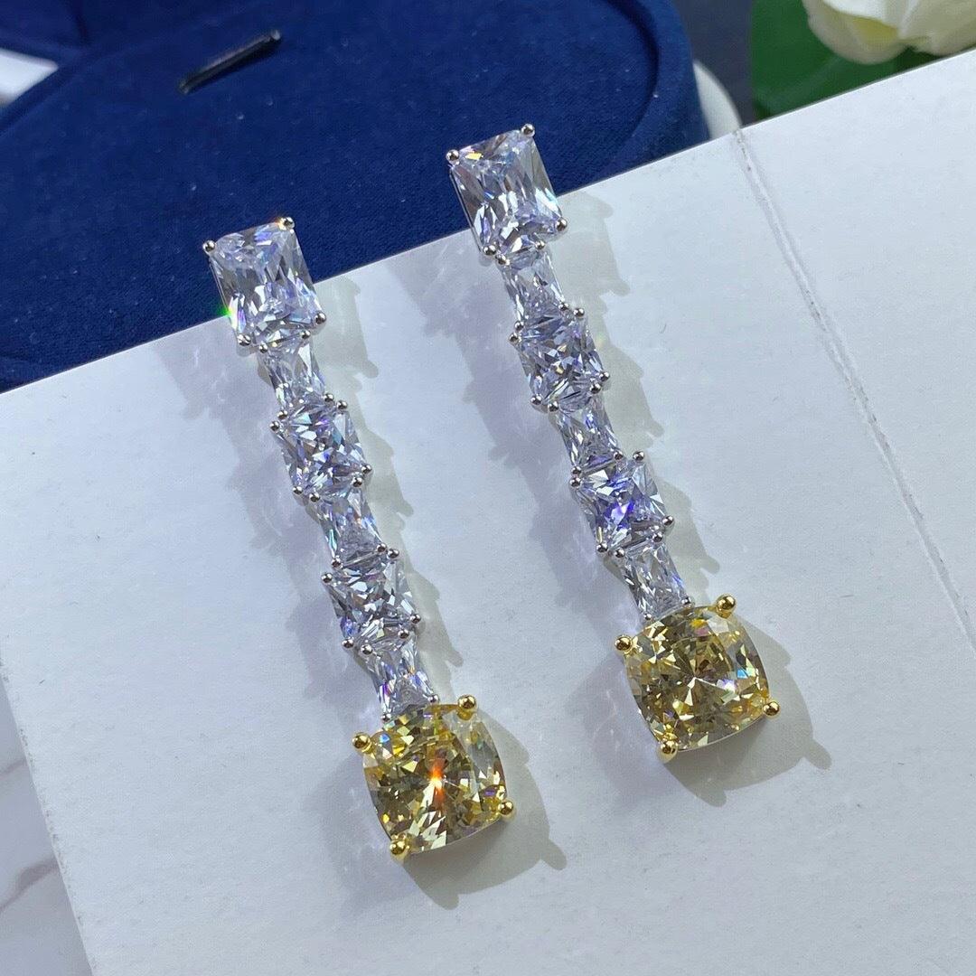 Micro-inlaid Purple Zircon Long Bridal Earrings for Women