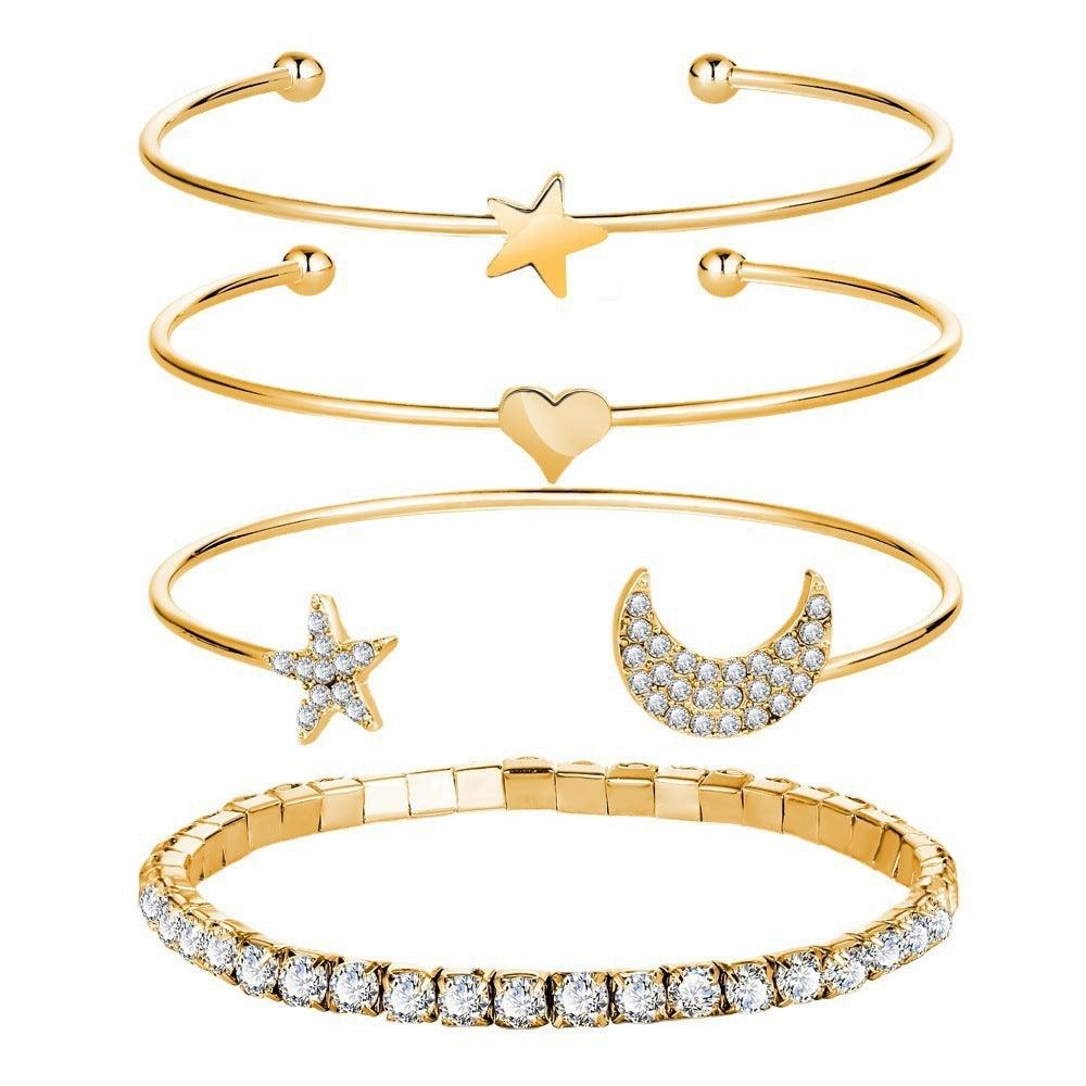 Elegant Moon Stars Cuff Bracelets | Beach Wear Gold