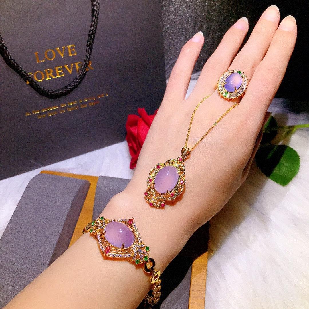 Natural Powder Chalcedony Jewelry Set | Party Collection A