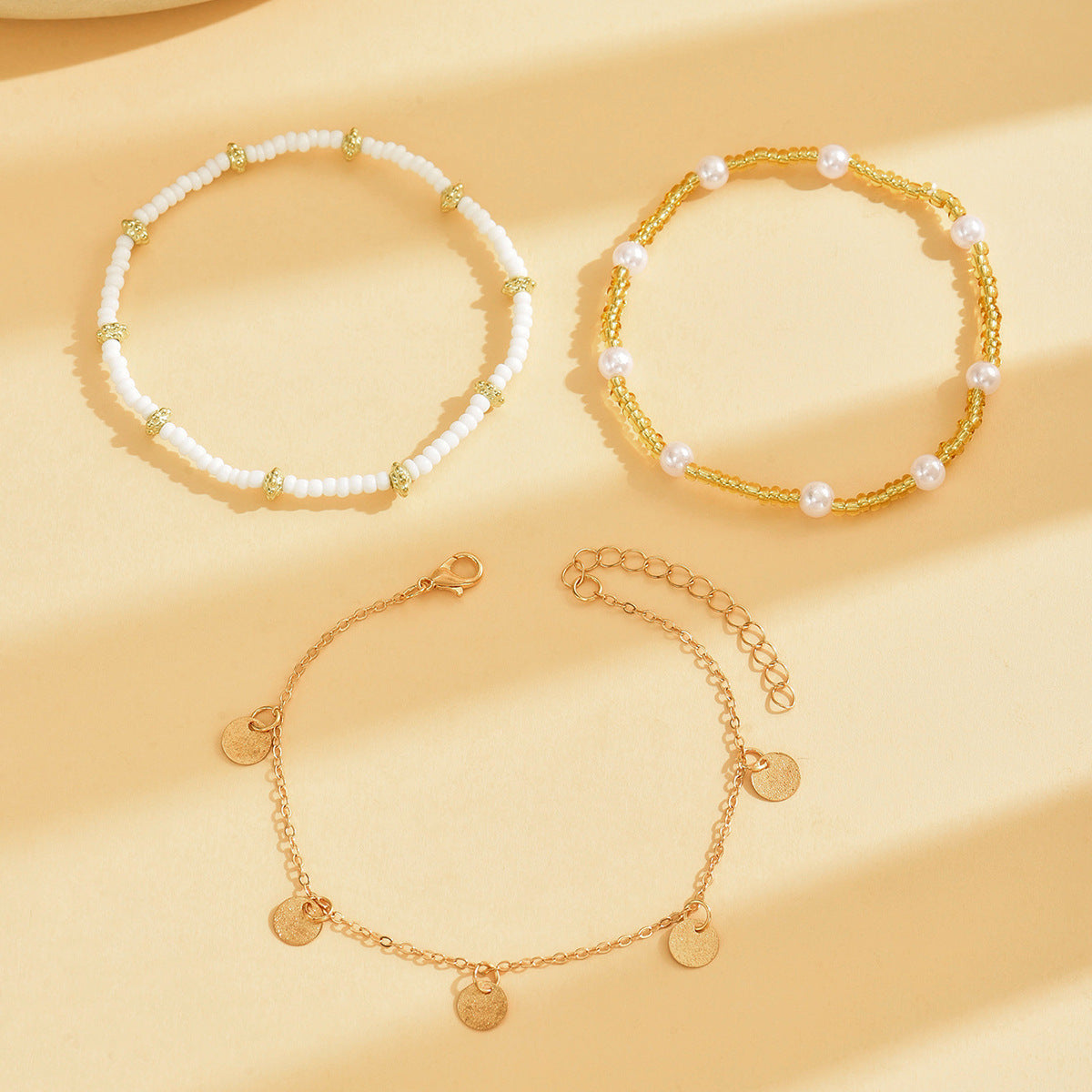 Beach Pendant Bead Anklet | Beach Collection Golden