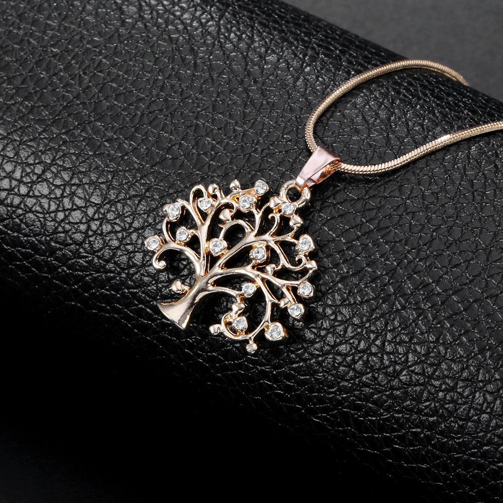 Multi-Layer Tree of Life Pendant Zircon Necklace | Daily Wear Gold