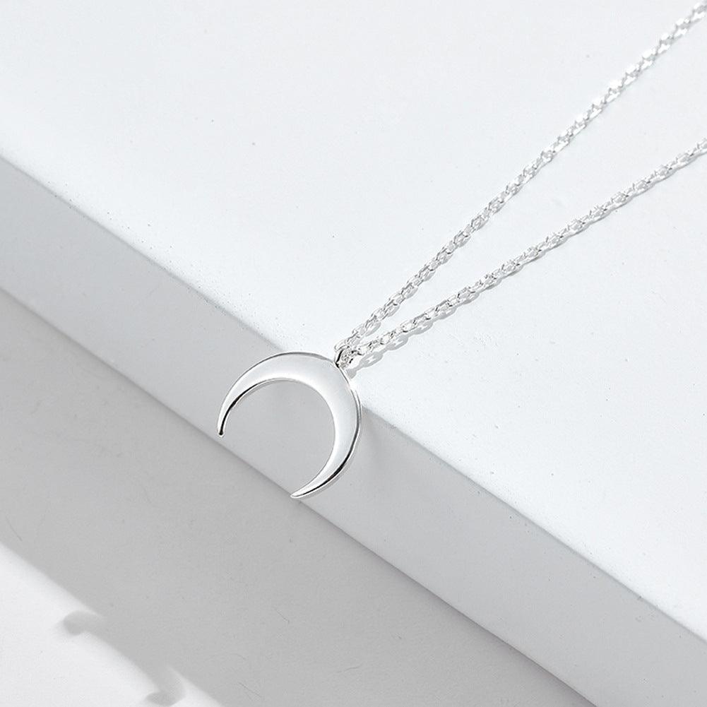 Moon Pendant Clavicle Chain In Sterling Silver | Daily Wear