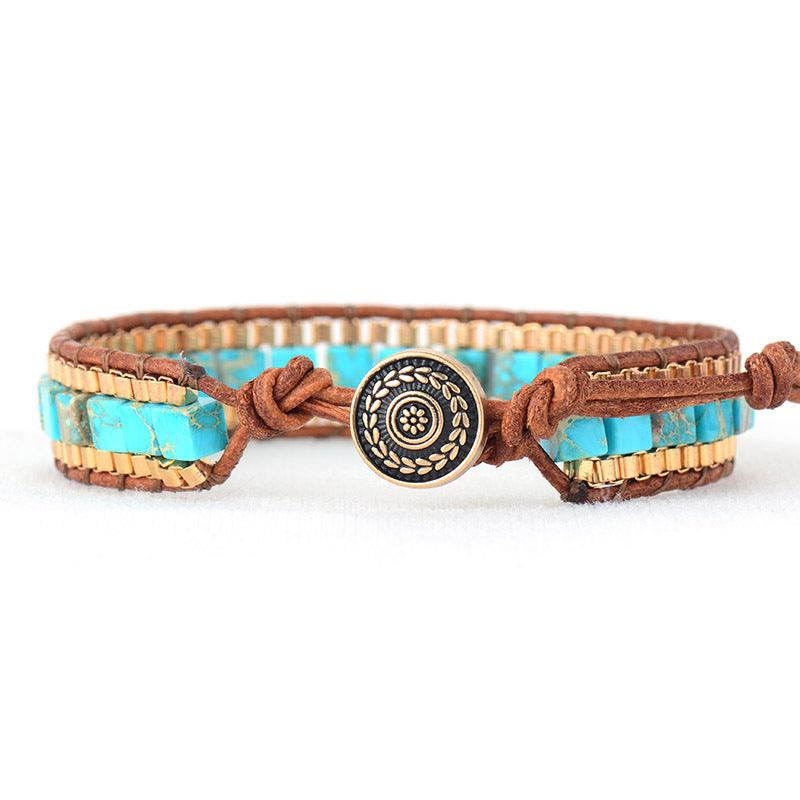 Imperial Stone Hand-woven Leather Bracelet | Yoga Collection