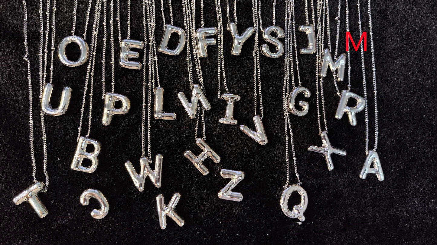 Glossy Letters Pendant Necklace | Fashion Wear M Silvery