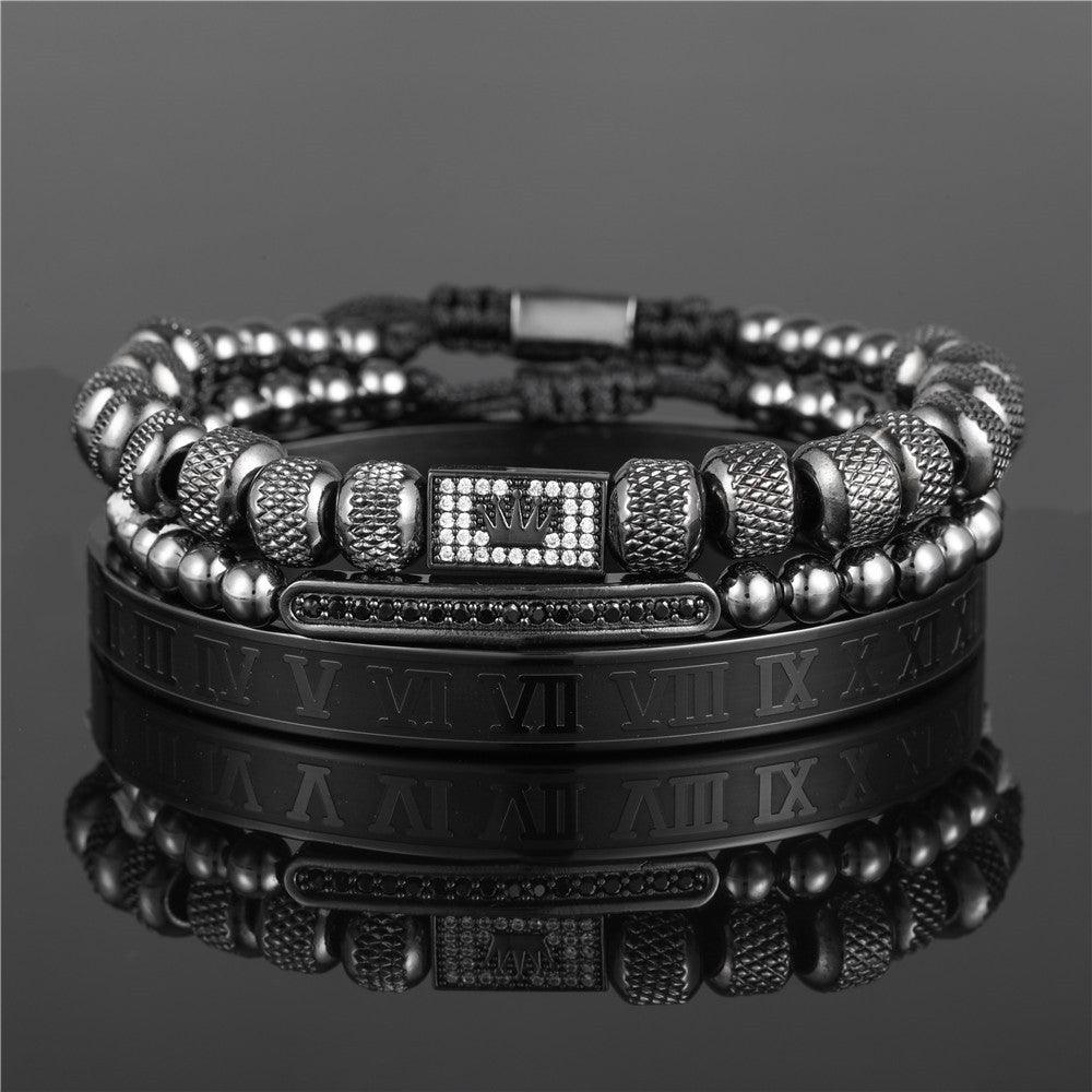 Vintage Crown Braided Bracelet | Fashion Jewelry Black
