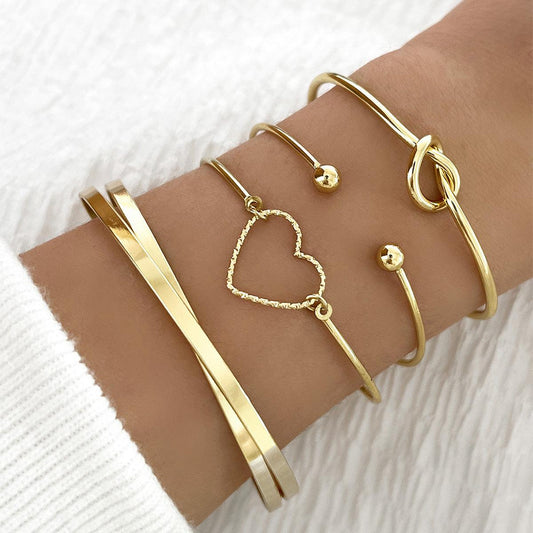 Vintage Crystal Heart Love Bangle Bracelet | Fashion Wear