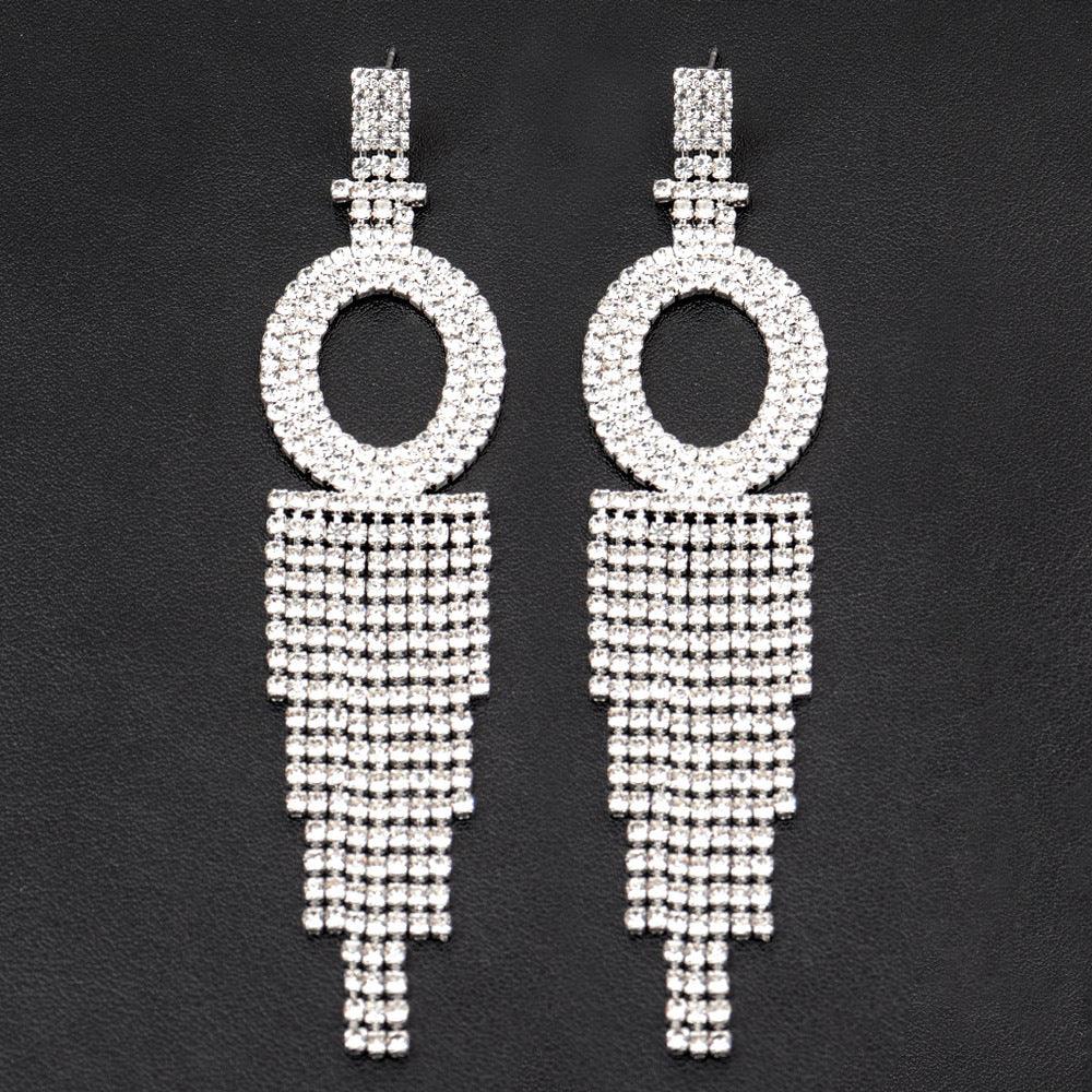 Silver Needle Rhinestone Letter B Earrings Silver O
