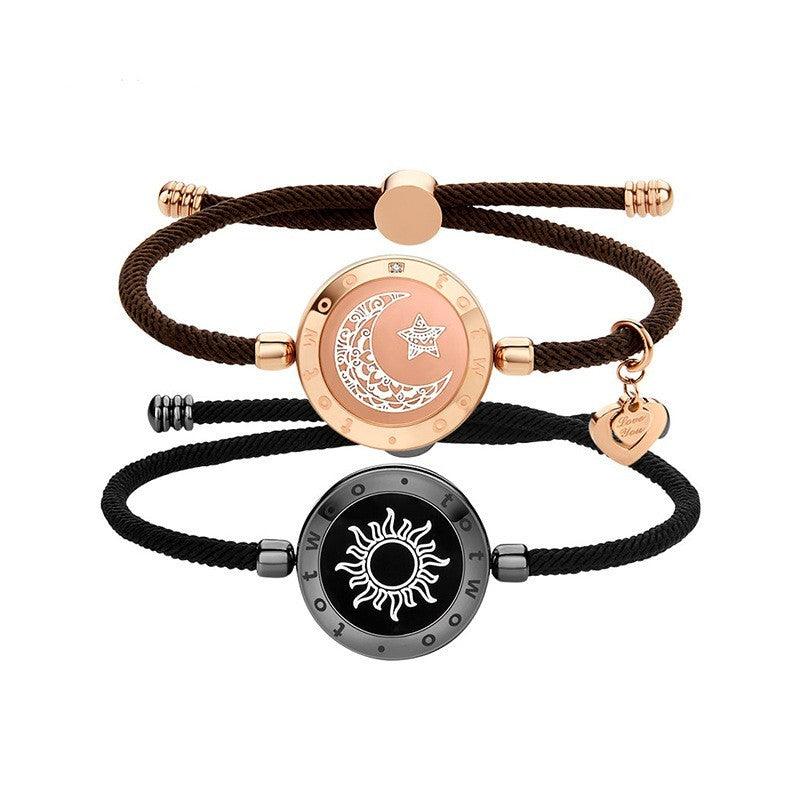 Sun-Moon Smart Sensing Couple Bracelet | Fashion Jewelry Black Gold A