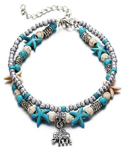 Green Blue Star Fish Beach Anklets | Beach Wear I