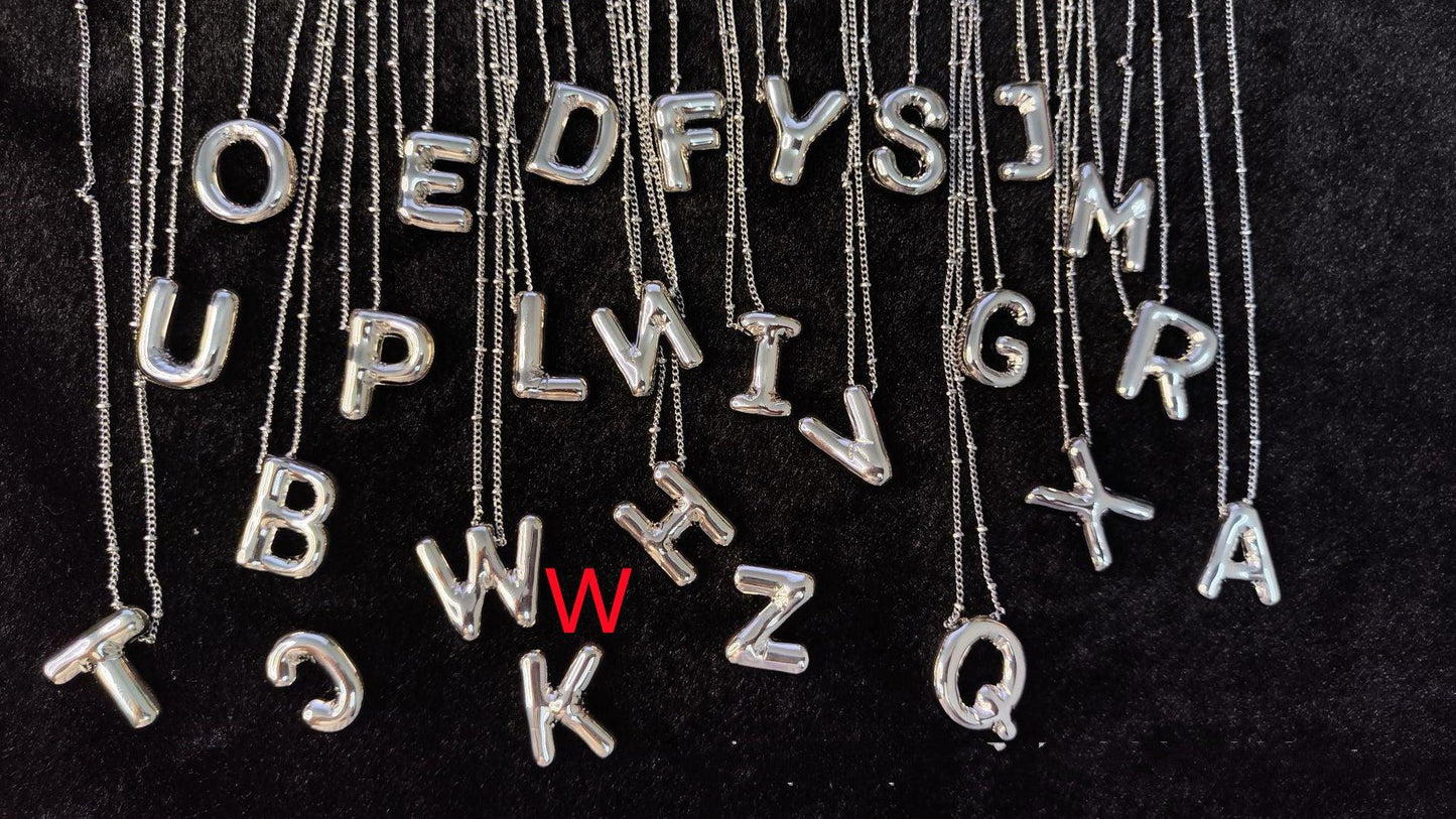 Glossy Letters Pendant Necklace | Fashion Wear W Silvery