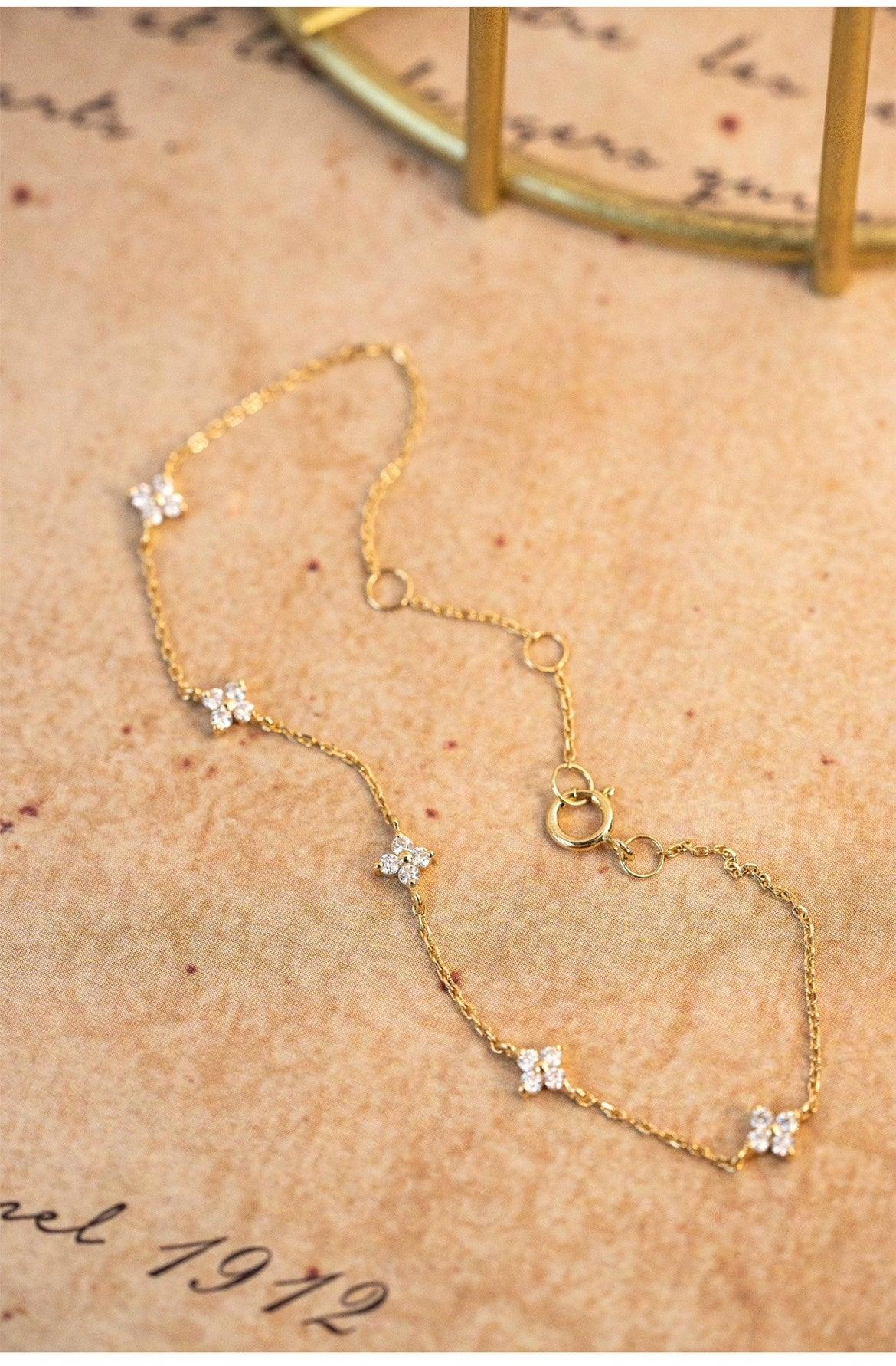 S925 Silver Plated 18K Gold Zircon Bracelet | Daily Wear Gold