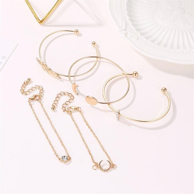 Five Pieces Moon and Leaf Bracelets | Fashion Collection