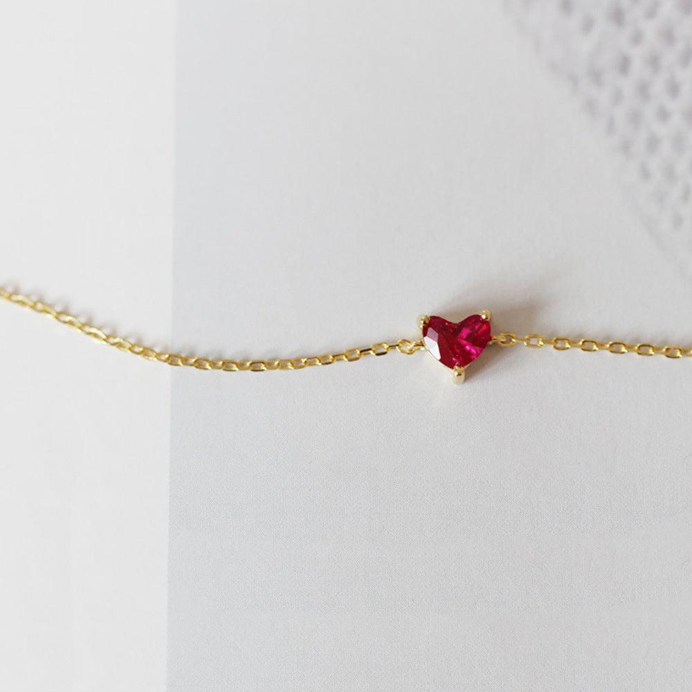 S925 Sterling Silver Little Red Heart Bracelet | Daily Wear