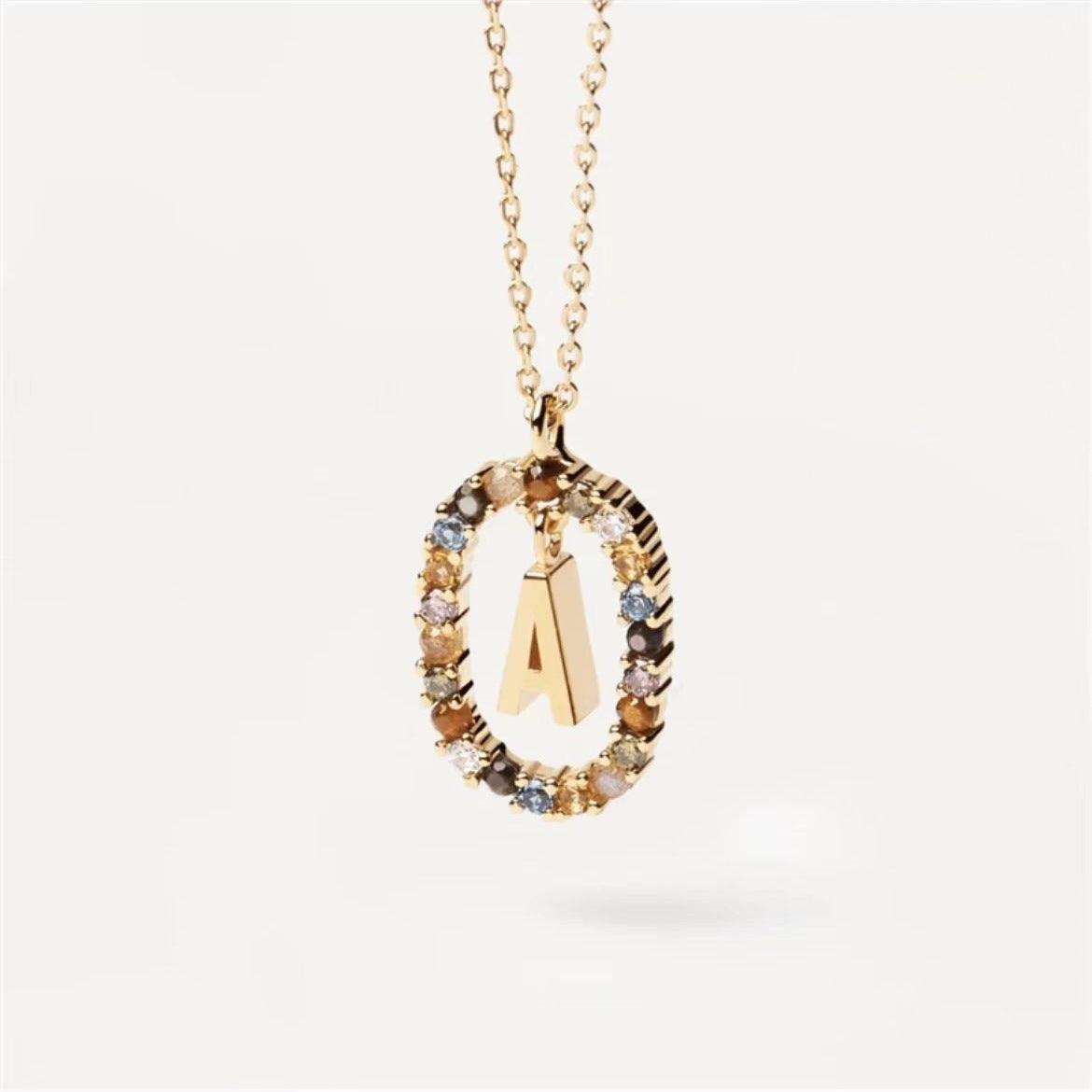 Rhinestone Alphabet Necklace 18K | Fashion Jewelry A