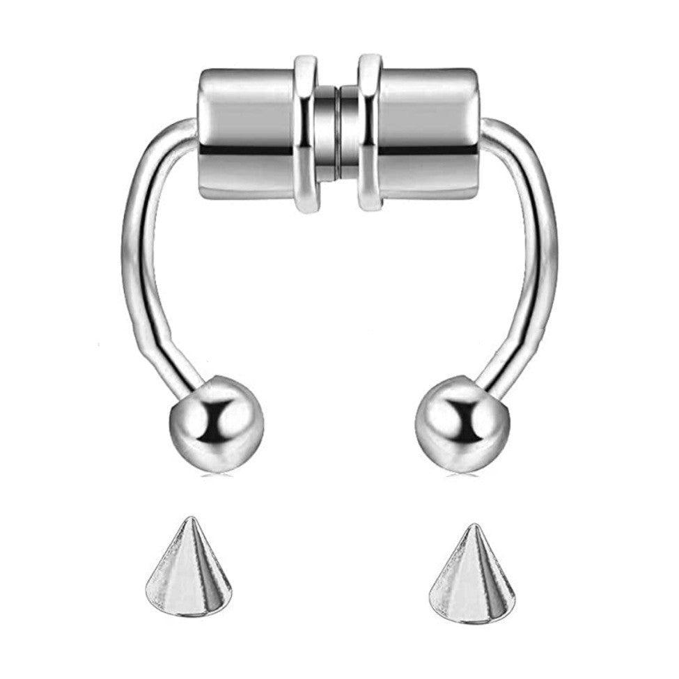 Hip Hoop Magnetic Nose Piercing Jewelry | Party Wear Silver