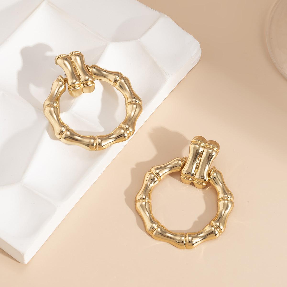 Hip Hop Bamboo Style Studs Gold